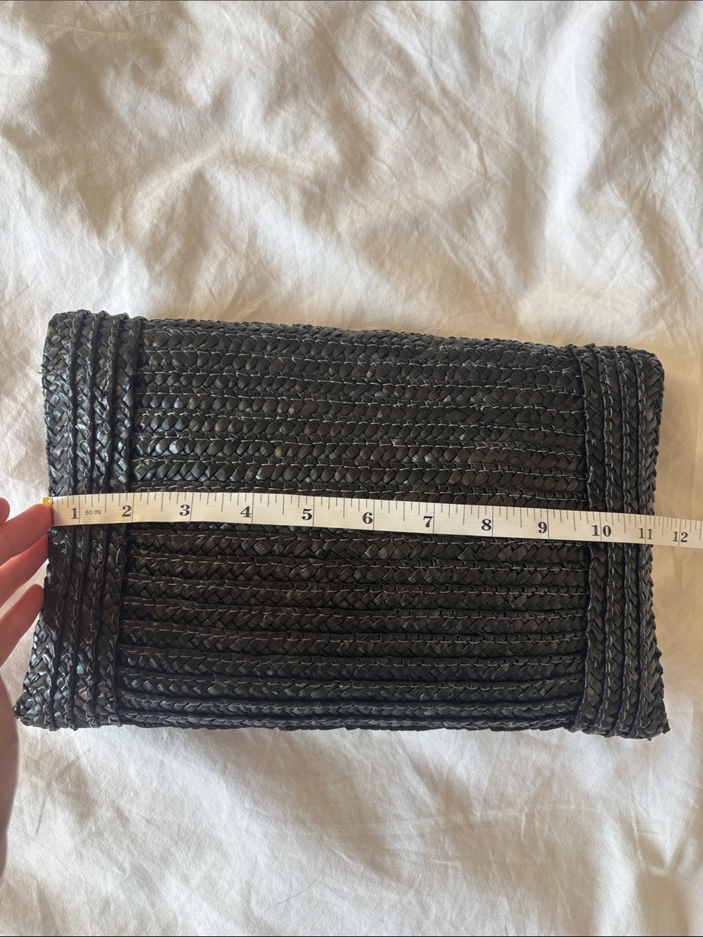 Black Raffie Envelope Clutch with Magnetic Closure - Picture 2 of 7